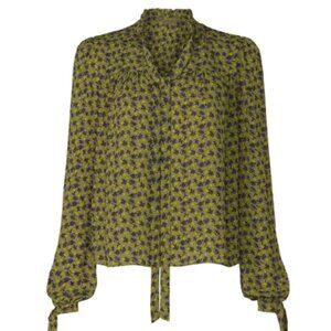 Love, Whit by Whitney Port Green Floral V-Neck Blouse – Size 8